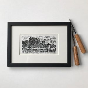 Grabado en madera-xilografía de Bibury, UK